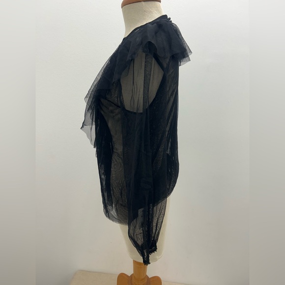 Zara Black Sheer Ruffle Blouse - Picture 3 of 10